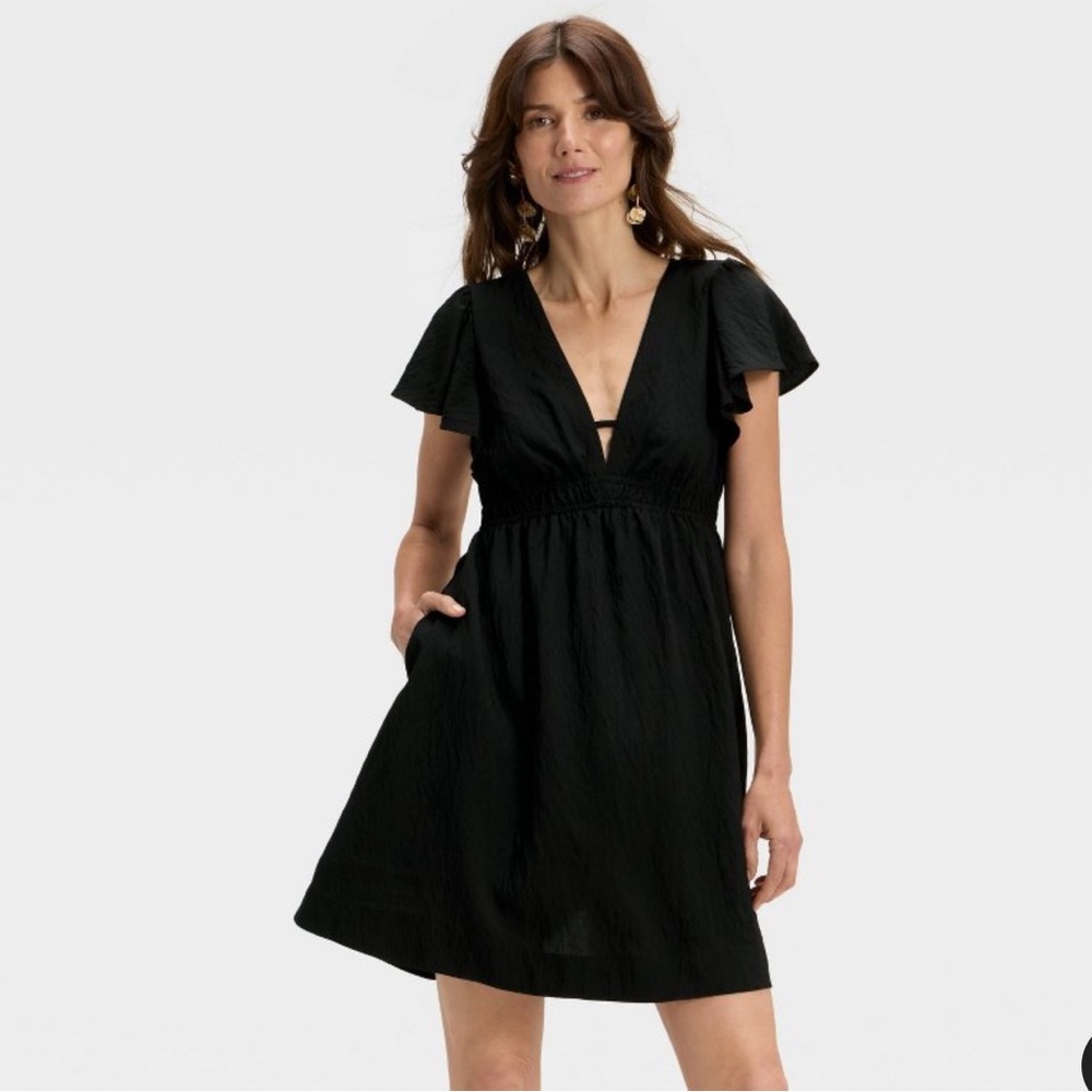 A New Day Women’s Short Flutter Sleeve Mini A Line Dress NWT Size XL